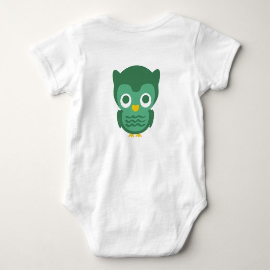 Niedlich-grün-gelb-Cartoon Owl 2 Baby Strampler (Rückseite)