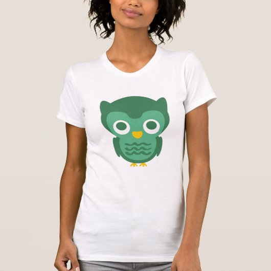 Niedlich-grün-gelb-Cartoon Owl 2 T-Shirt (Vorderseite)