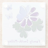 Niedlich grün Lila blauer Schmetterling Doodle Glasuntersetzer (Rückseite)