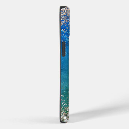 Niedlich-grünblaue Imitate Glitzer Monogramm Case-Mate iPhone Hülle (Rückseite / Rechts)