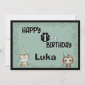 Niedlich Grüne 1. Wilde Safari Geburtstag (Vorderseite)