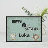 Niedlich Grüne 1. Wilde Safari Geburtstag (Stehend Vorderseite)