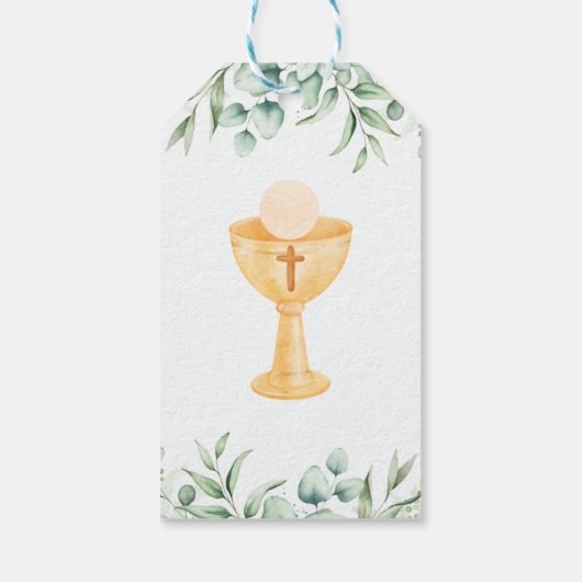 Niedlich Grüne Blätter Erste Kommune Spanisch Geschenkanhänger (Rückseite)