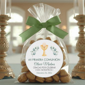 Niedlich Grüne Blätter Erste Kommune Spanisch Runder Aufkleber