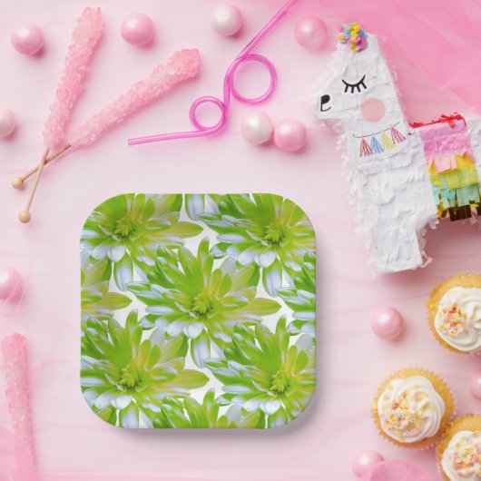 Niedlich grüne blühende Blume Grün daisy Pappteller (Party)