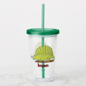 Niedlich-grüne Dimetrodon-Cartoon Acryltrinkbecher (Vorderseite)