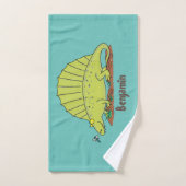 Niedlich-grüne Dimetrodon-Cartoon Badhandtuch Set (Handtuch)