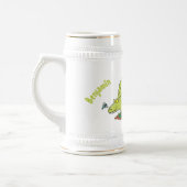 Niedlich-grüne Dimetrodon-Cartoon Bierglas (Links)