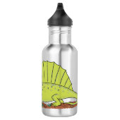 Niedlich-grüne Dimetrodon-Cartoon Edelstahlflasche (Rechts)
