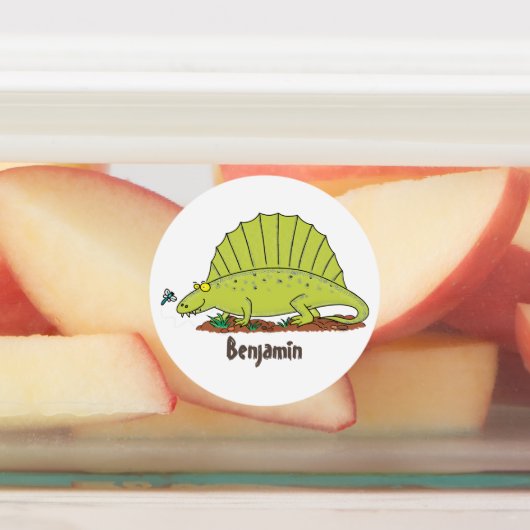 Niedlich-grüne Dimetrodon-Cartoon Etiketten (Befestigt)