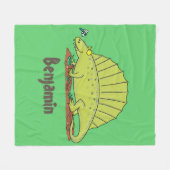 Niedlich-grüne Dimetrodon-Cartoon Fleecedecke (Vorderseite (Horizontal))
