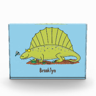 Niedlich-grüne Dimetrodon-Cartoon Fotoblock