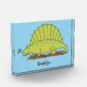 Niedlich-grüne Dimetrodon-Cartoon Fotoblock (Links)