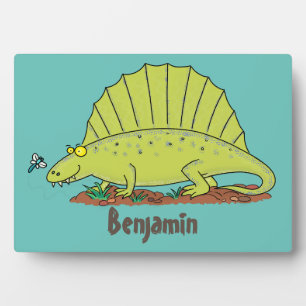Niedlich-grüne Dimetrodon-Cartoon Fotoplatte