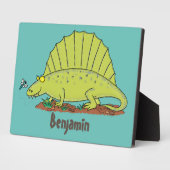 Niedlich-grüne Dimetrodon-Cartoon Fotoplatte (Seite)