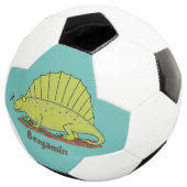Niedlich-grüne Dimetrodon-Cartoon Fußball (Dreiviertel)