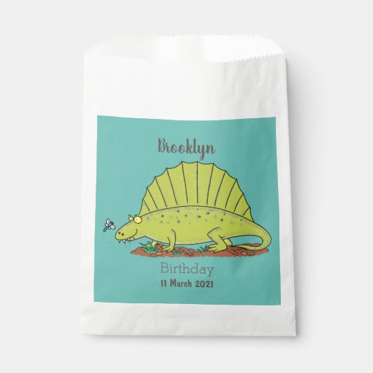 Niedlich-grüne Dimetrodon-Cartoon Geschenktütchen (Vorderseite)