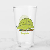 Niedlich-grüne Dimetrodon-Cartoon Glas (Vorderseite)