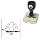 Niedlich-grüne Dimetrodon-Cartoon Gummistempel (Stempel)