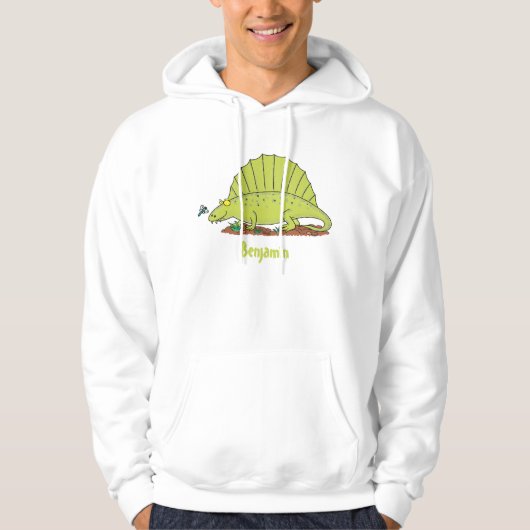 Niedlich-grüne Dimetrodon-Cartoon Hoodie (Vorderseite)