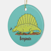 Niedlich-grüne Dimetrodon-Cartoon Keramik Ornament (Links)