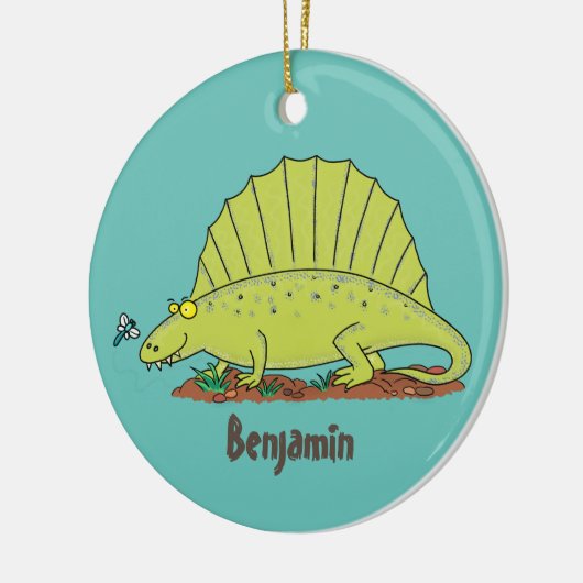 Niedlich-grüne Dimetrodon-Cartoon Keramik Ornament (Links)