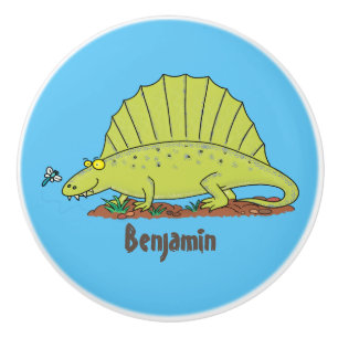 Niedlich-grüne Dimetrodon-Cartoon Keramikknauf