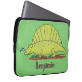 Niedlich-grüne Dimetrodon-Cartoon Laptopschutzhülle (Vorne Rechts)