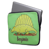 Niedlich-grüne Dimetrodon-Cartoon Laptopschutzhülle (Vorderseite Links)
