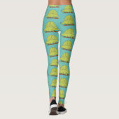 Niedlich-grüne Dimetrodon-Cartoon Leggings (Rückseite)