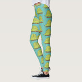Niedlich-grüne Dimetrodon-Cartoon Leggings (Links)