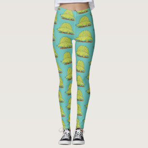 Niedlich-grüne Dimetrodon-Cartoon Leggings