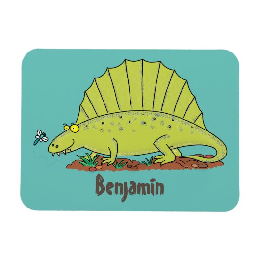 Niedlich-grüne Dimetrodon-Cartoon Magnet (Horizontal)