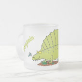 Niedlich-grüne Dimetrodon-Cartoon Mattglastasse (Vorderseite Links)