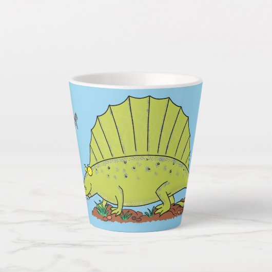 Niedlich-grüne Dimetrodon-Cartoon Milchtasse (Vorderseite)