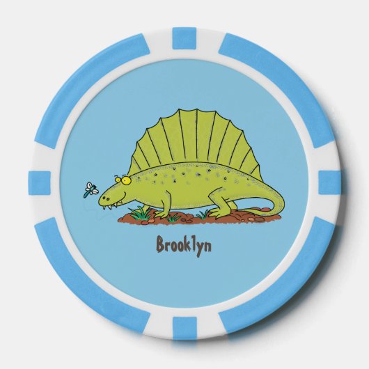 Niedlich-grüne Dimetrodon-Cartoon Pokerchips (Vorderseite)