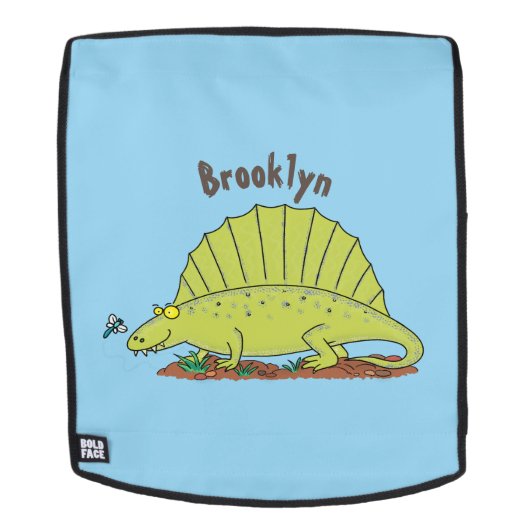 Niedlich-grüne Dimetrodon-Cartoon Rucksack (Abnehmbare Front)