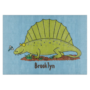 Niedlich-grüne Dimetrodon-Cartoon Schneidebrett
