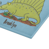Niedlich-grüne Dimetrodon-Cartoon Schneidebrett (Ecke)