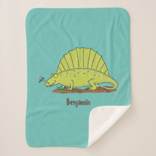 Niedlich-grüne Dimetrodon-Cartoon Sherpadecke