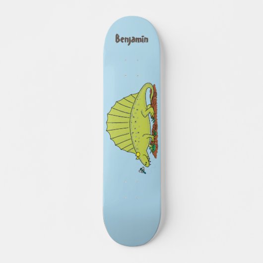 Niedlich-grüne Dimetrodon-Cartoon Skateboard (Vorne)