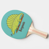 Niedlich-grüne Dimetrodon-Cartoon Tischtennis Schläger (Seitenansicht)