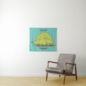 Niedlich-grüne Dimetrodon-Cartoon Wandteppich (Beispiel (Horizontal))