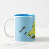 Niedlich-grüne Dimetrodon-Cartoon Zweifarbige Tasse (Links)