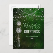 Niedlich-grüne Monogramm-Ornamente Weihnachten Postkarte (Vorne/Hinten)