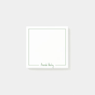 Niedlich-grüne Monogramm - Vollname Post-it Klebezettel
