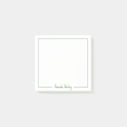 Niedlich-grüne Monogramm - Vollname Post-it Klebezettel (Vorderseite)