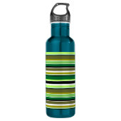 Niedlich-grüne Streifen Edelstahlflasche (Vorderseite)