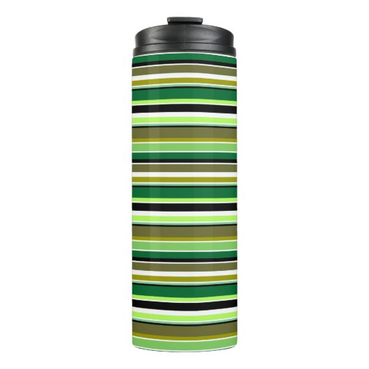 Niedlich-grüne Streifen Thermosbecher (Vorderseite)