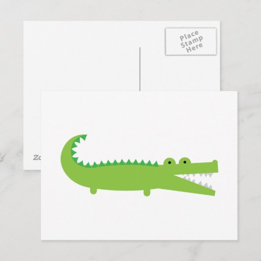 Niedlich-grüner Alligator Postkarte (Vorne/Hinten)